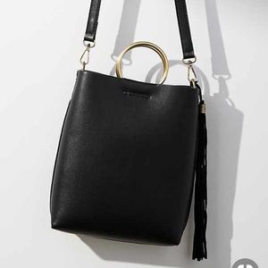 Anthropologie Black Leather Tote
